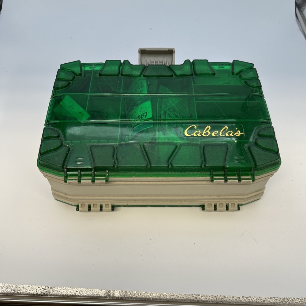 Cabela's Double-Sided Tackle‎ Box With Some Random Supplies In It